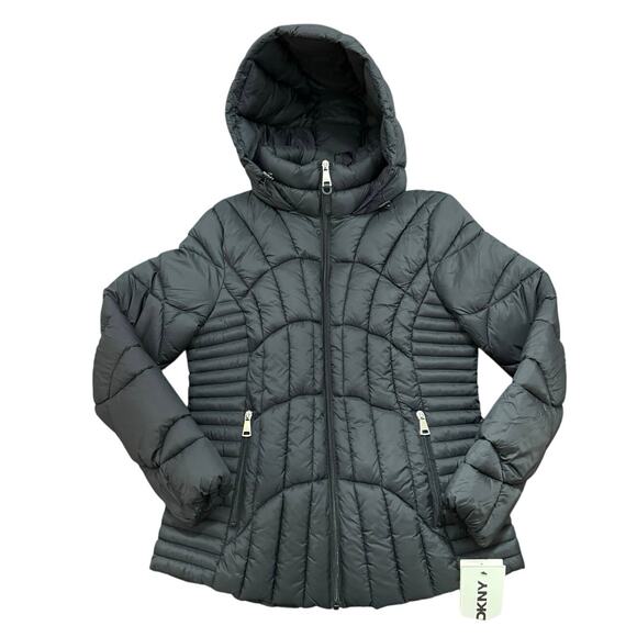 DKNY Women’s Size Medium Black Hooded Puffer Jacket $160 MSRP - Picture 1 of 10